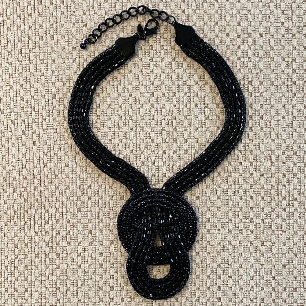 Express Black Knot Metallic Statement Necklace - image 1